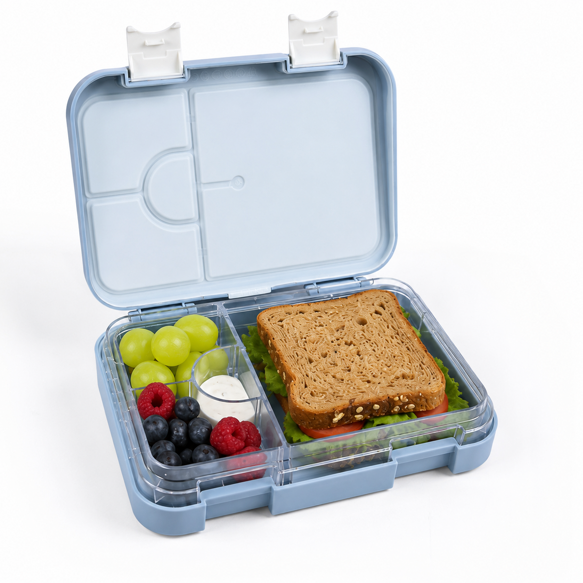 Kinderlunchbox lekvrij met vakken - Bento lunchbox kleuterschool BPA vrij - wereldkaart met dieren - JENARD