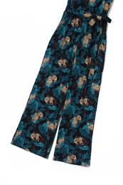 EU STOCK Brigitte Brown Cheetah & Palm Leaves Print Strappy Jumpsuit