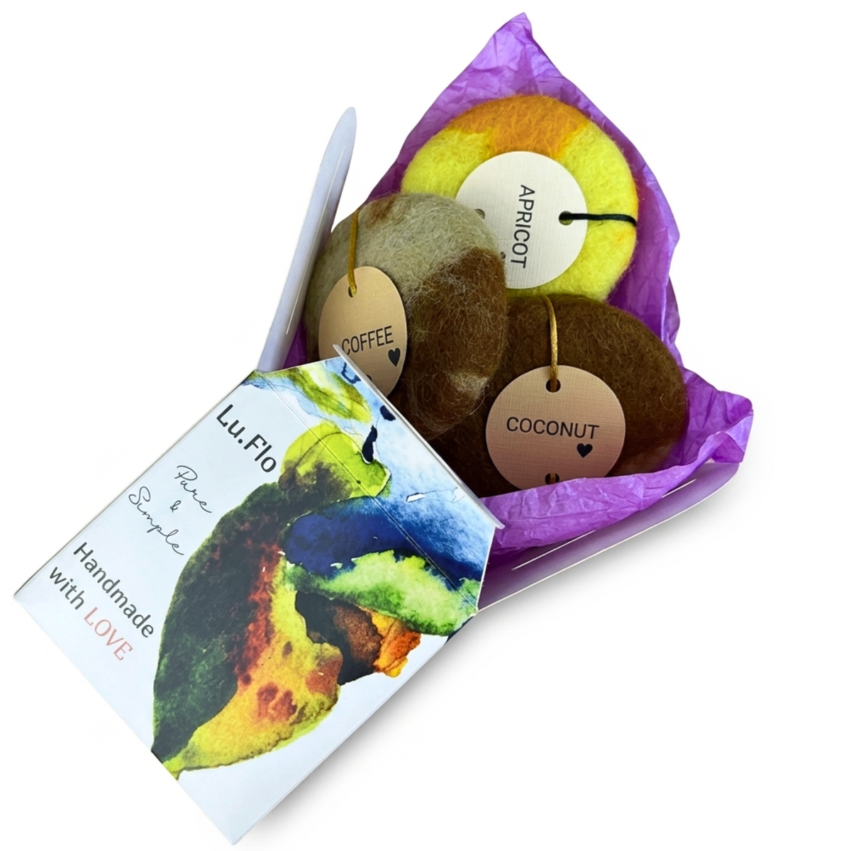 Set regalo di sapone alla glicerina in feltro (3 × 100 g)