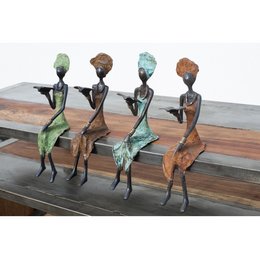 Bronze-Skulptur "Lesende Frau" by Adama Ouedraogo 25 cm Unikate verschiedene Farben