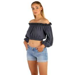 TOP CROP CON HOMBROS DESCONECTADOS - Tela de muselina de doble gasa