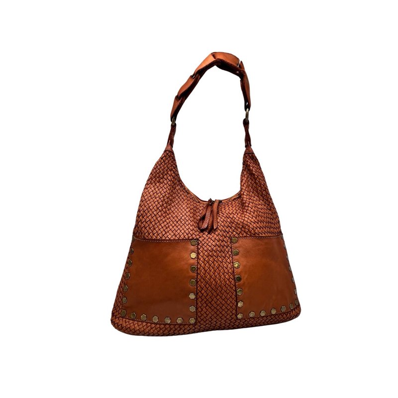 BORSA A SPALLA VINTAGE VIOLETA IN PELLE INTRECCIATA