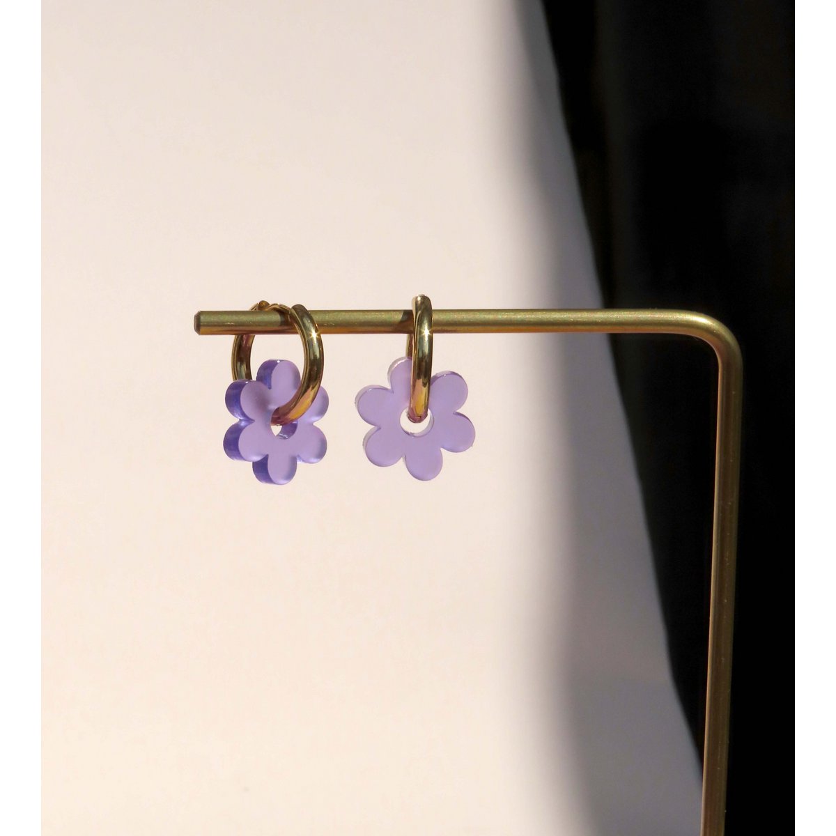 Violet Flower Stainless Steel Hoops