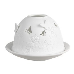 Portacandele Ø 12x8 cm Farfalle in porcellana bianca