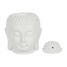 Buddha hoved oliebrænder - hvid
