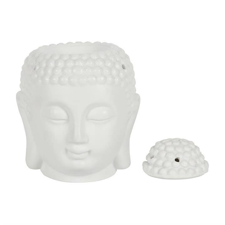 Buddha hoved oliebrænder - hvid
