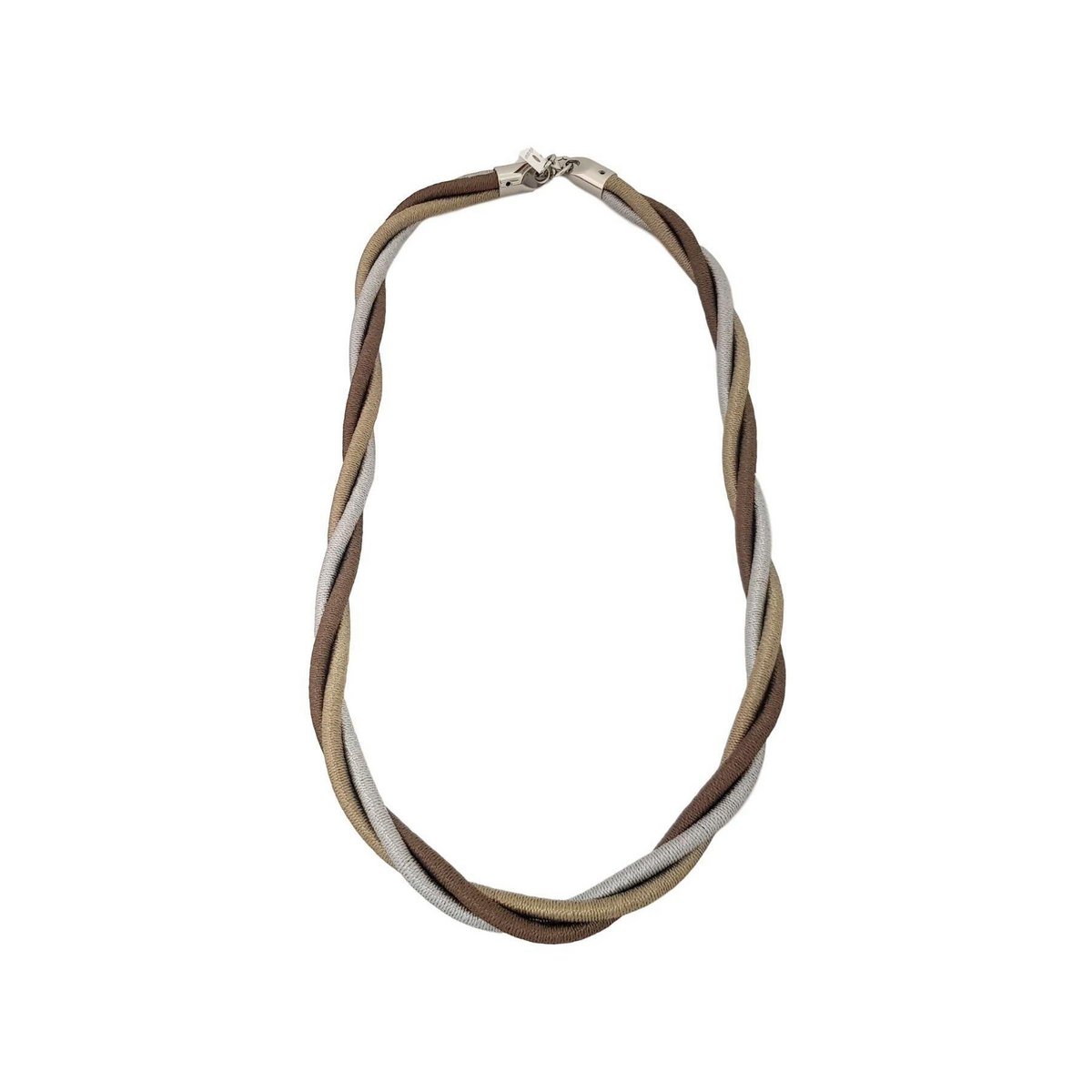 Collier Cordons En Caoutchouc Tressés - Or/Argent/Marron