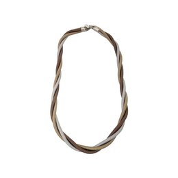 Halsketting met gevlochten rubberen koorden - Goud/Zilver/Bruin