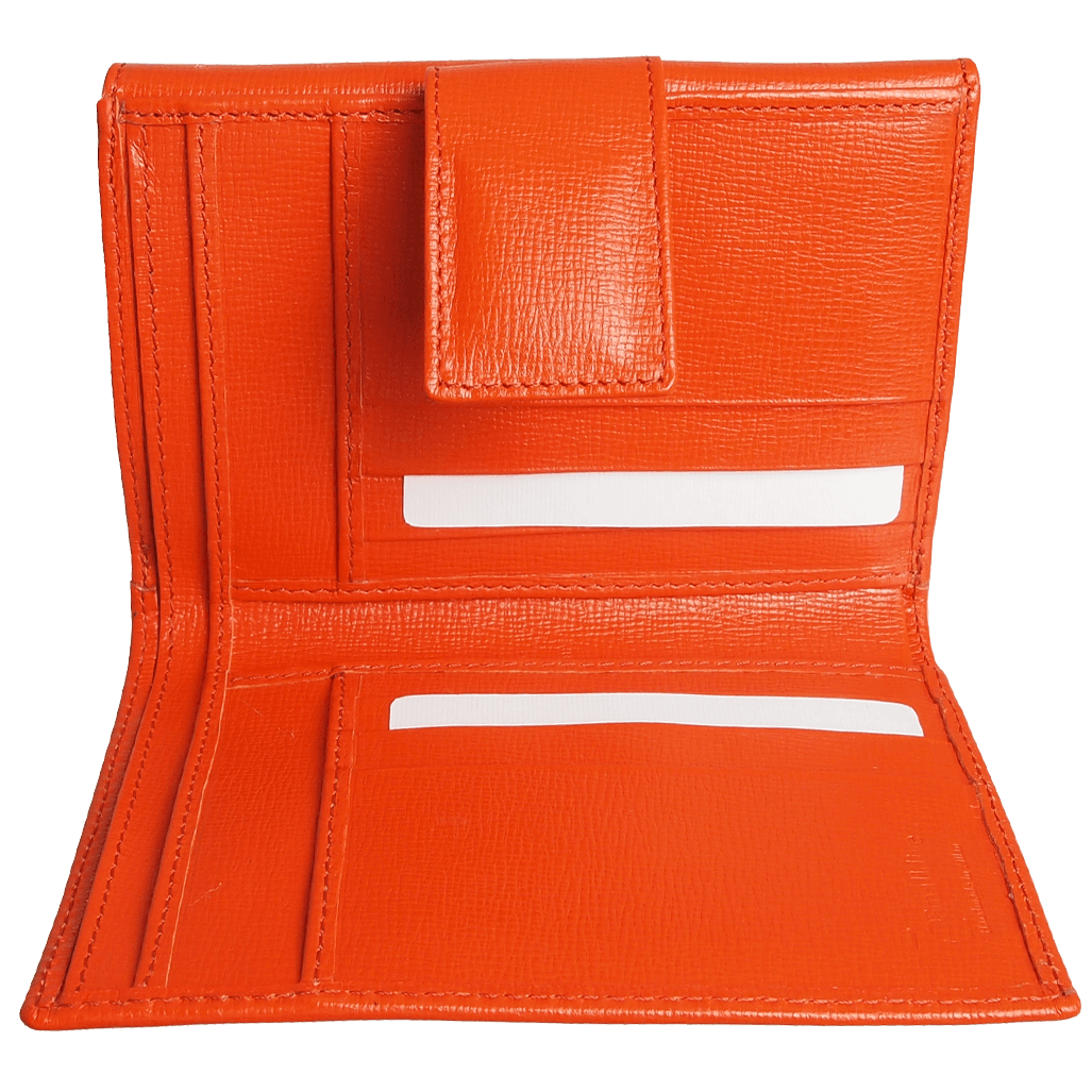 6 Credit Card Saffiano Leather French Wallet Orange