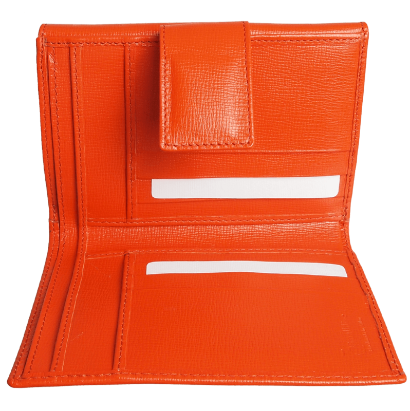 6 Credit Card Saffiano Leather French Wallet Orange
