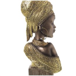 FIGURA BUSTO AFRICANA RESINA DORADO _18X9X42CM ST50350