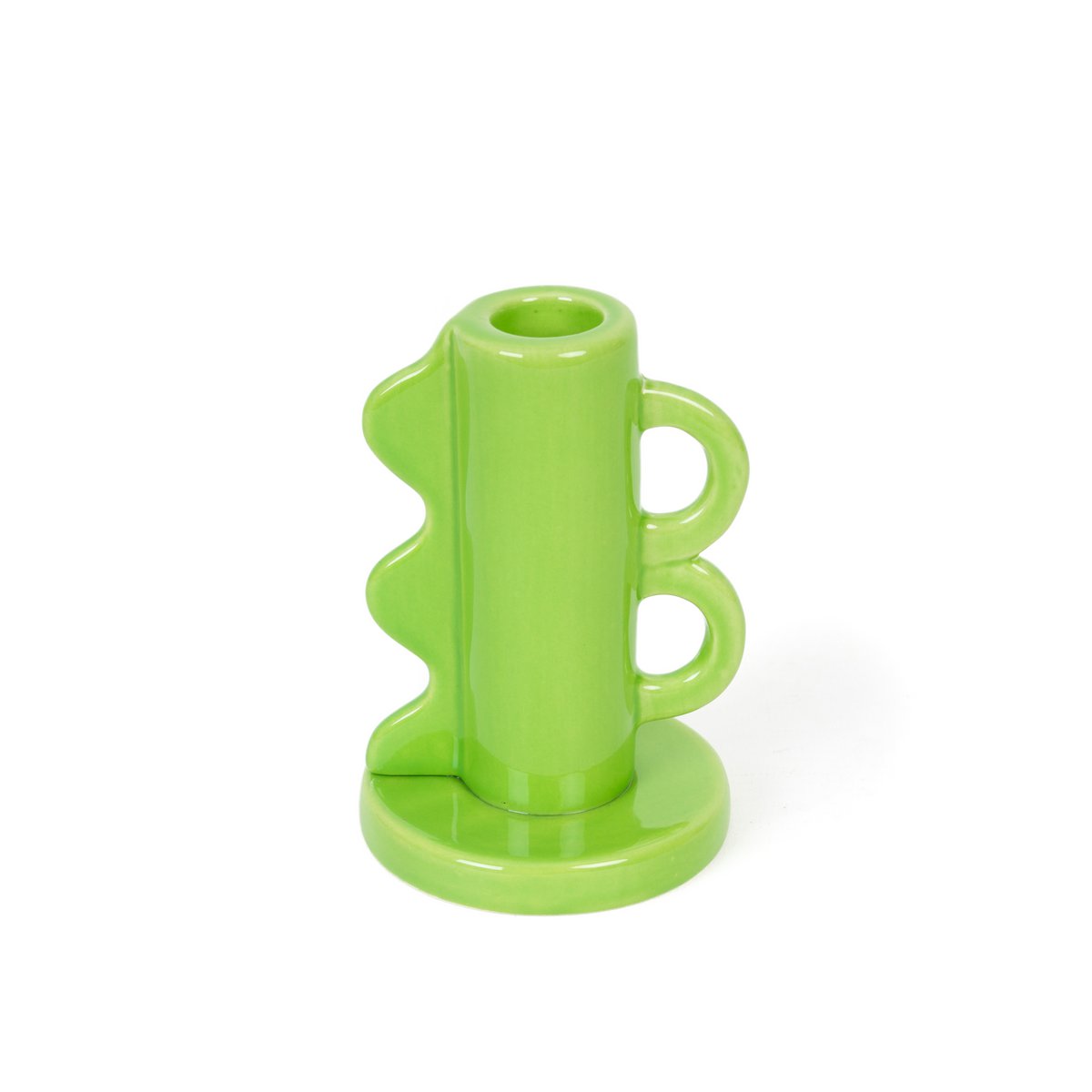 GROENE VINTAGE KANDELAAR MET DUBBEL HANDVAT HF