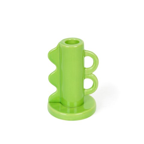 GROENE VINTAGE KANDELAAR MET DUBBEL HANDVAT HF
