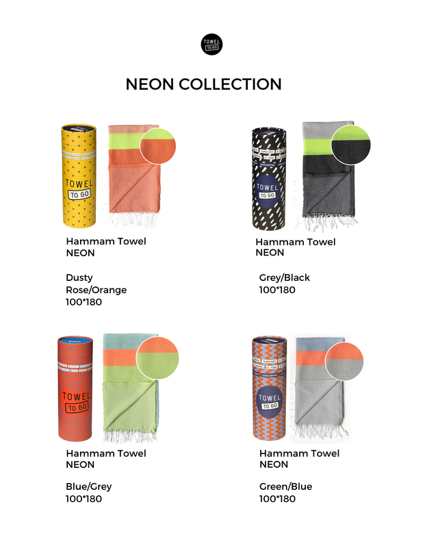 TOWEL TO GO NEON Recycled Cotton Beach Towel 180x100 cm | Spa Sauna Towel | Red / Pink | with Gift Box