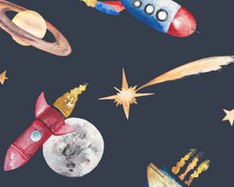 Rockets Children's Wallpaper - Midnight Colour