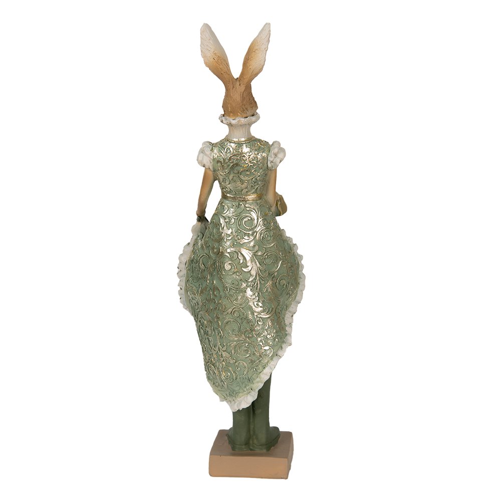 Beeld Konijn 11x8x33 cm Groen Polyresin Woonaccessoires