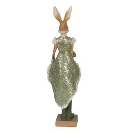 Beeld Konijn 11x8x33 cm Groen Polyresin Woonaccessoires