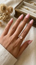 Sophia – Anello regolabile con quarzo rosa – color oro