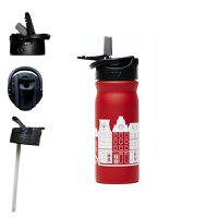 Waterfles rietje RVS 400 ml