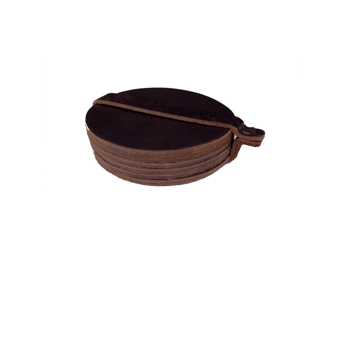 Posavasos (6 piezas) de cuero real redondo negro