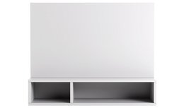 A large, modern TV cabinet in a Nordic style, available in three color variants: Blanco, Roble Blanqueado, and Roble Natural. The cabinet features an open storage compartment for media devices or decor.