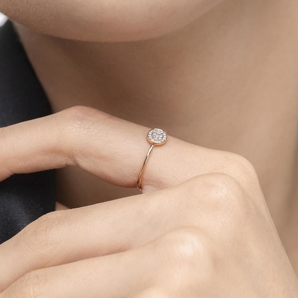 Ringpavé med diamanter, 18K gult guld
