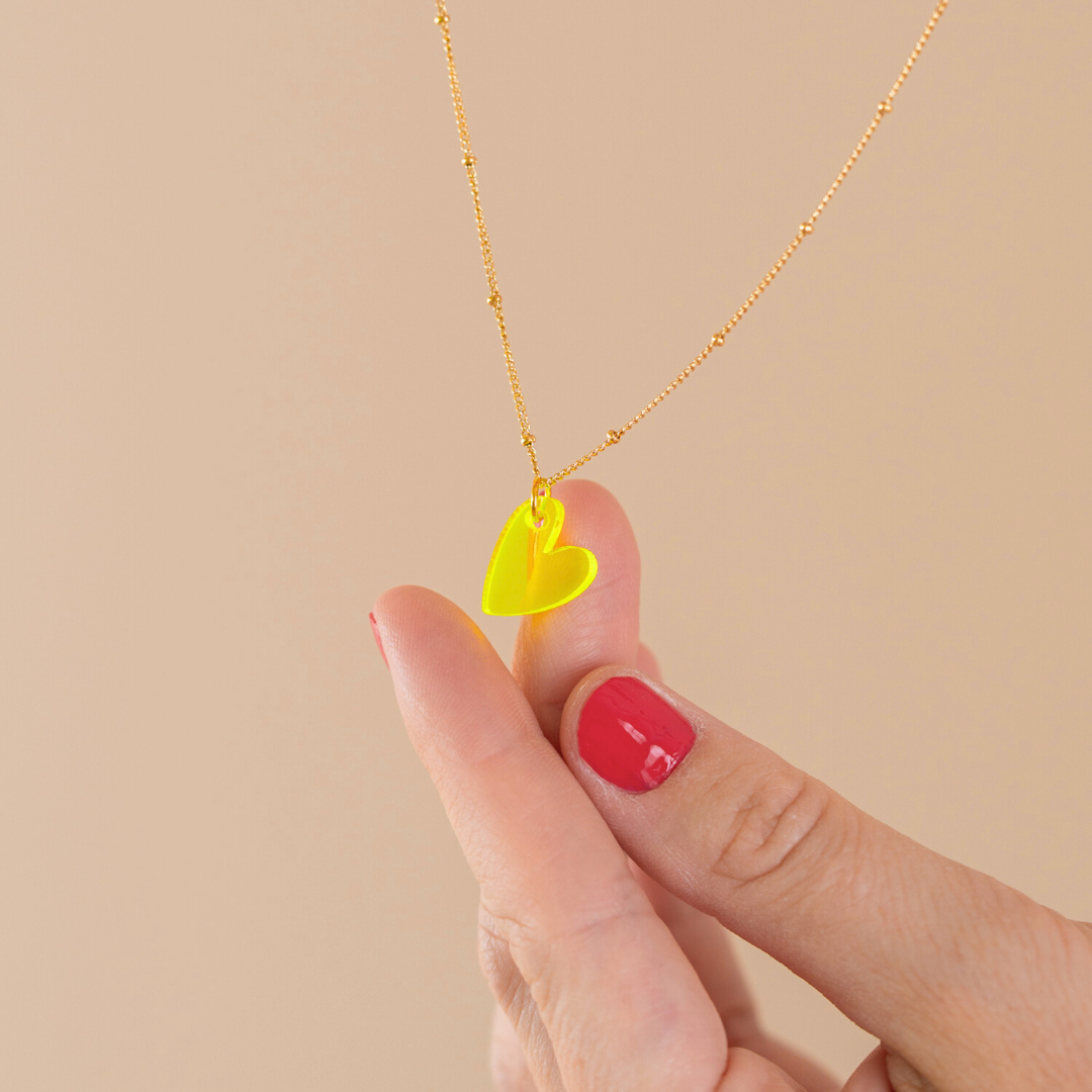 Colgantes Ketting Lume | Corazón Neón Amarillo Oro