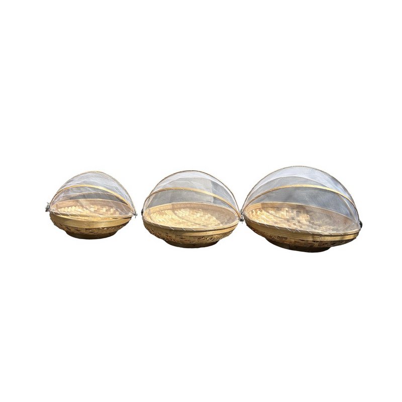 Set 3 Fliegenkörbe natur