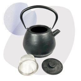 Yakan gietijzeren theepot, koffiepot 1,5l zilver zwart