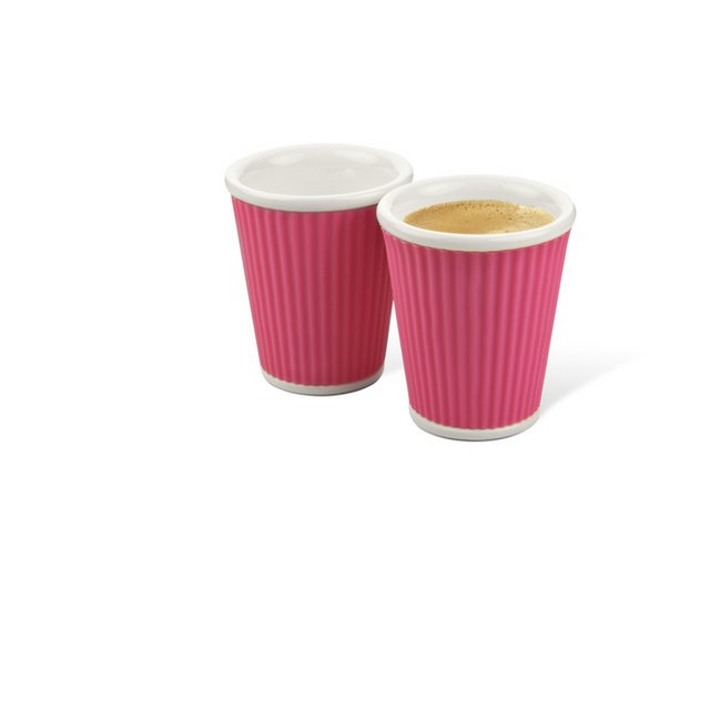 Tasse en porcelaine LAP 180ml avec silicone. grip nervure Rose set 2pcs.