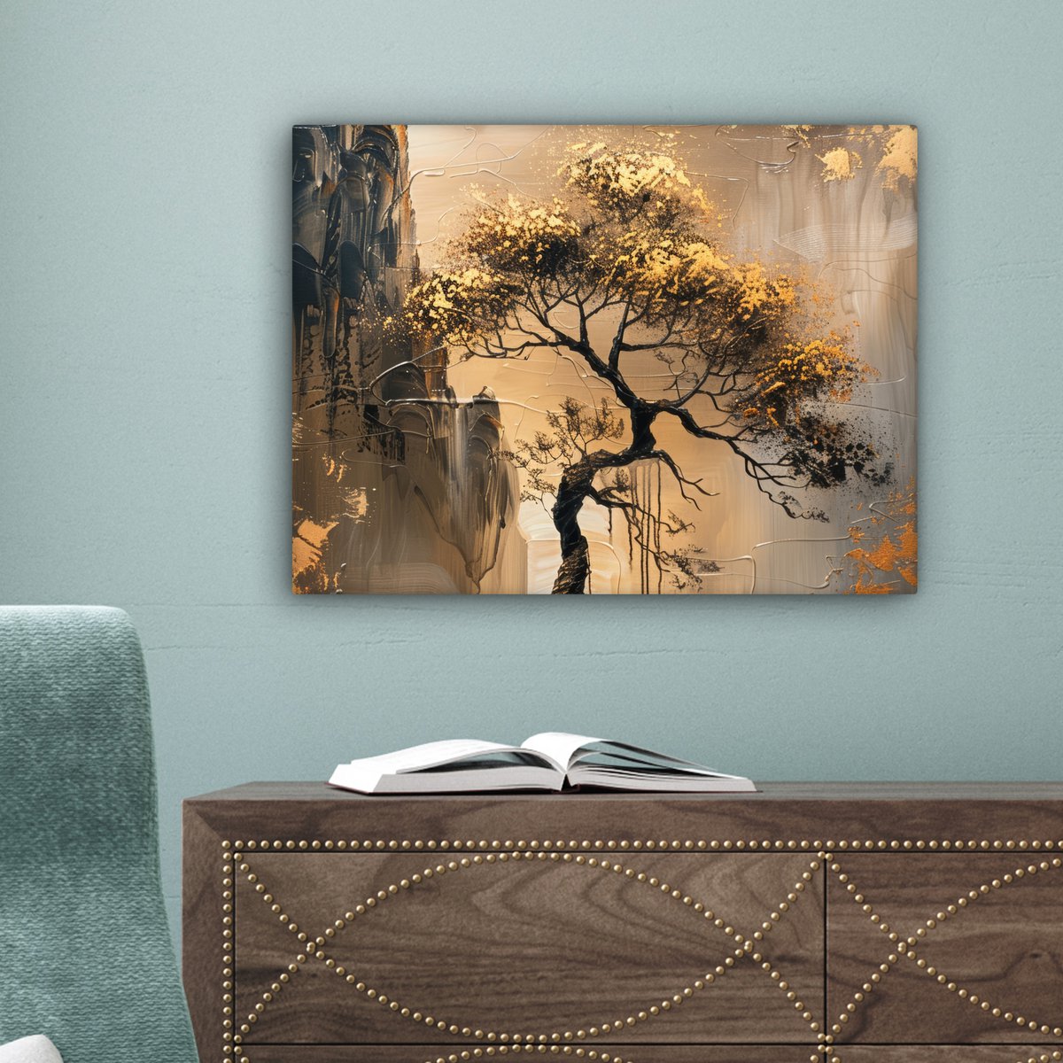 Peinture sur toile - décoration murale - or - paysage - peinture - décoration murale salon - décoration de chambre moderne - peintures abstraites
