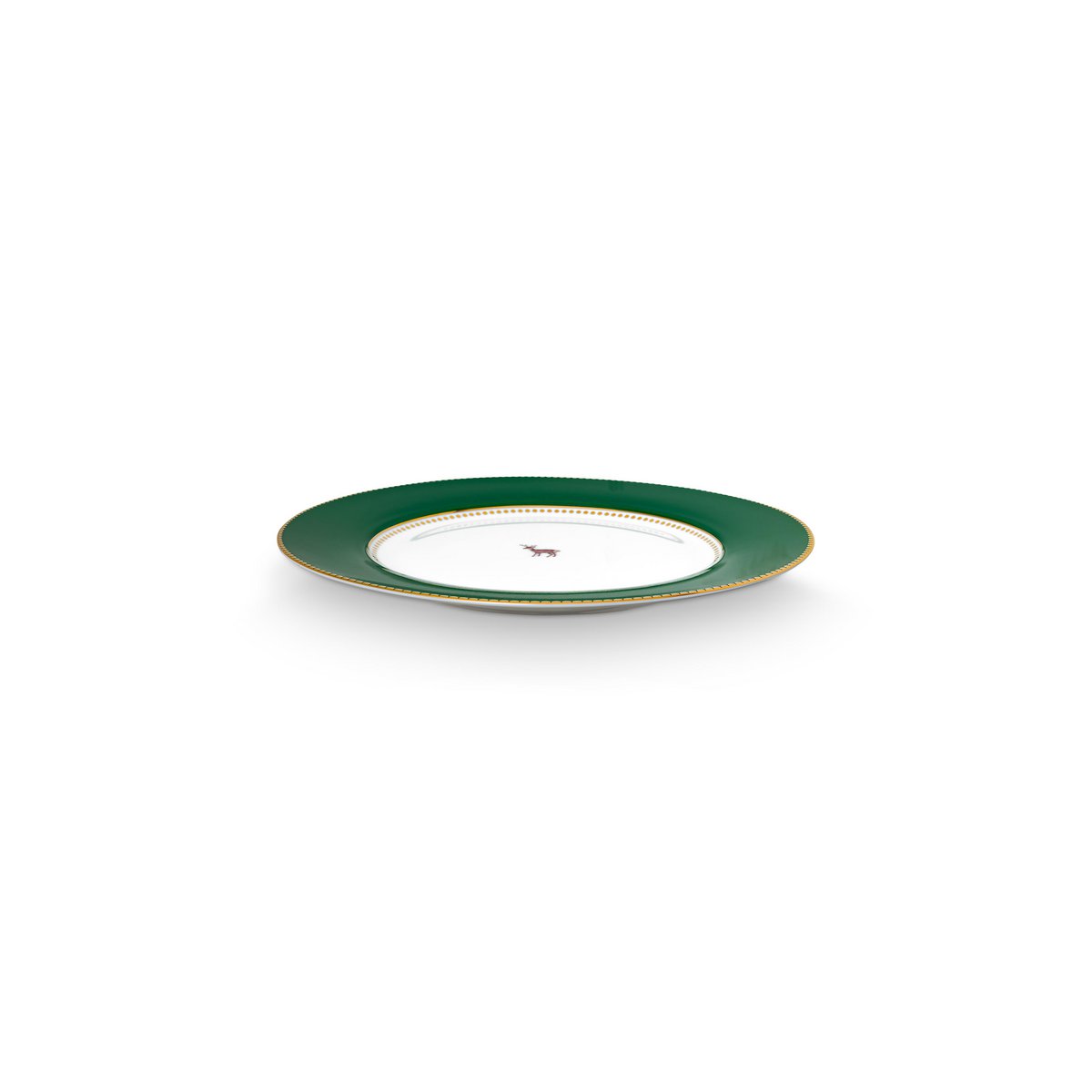 Plate Love Birds Deer Dark Green 26.5cm