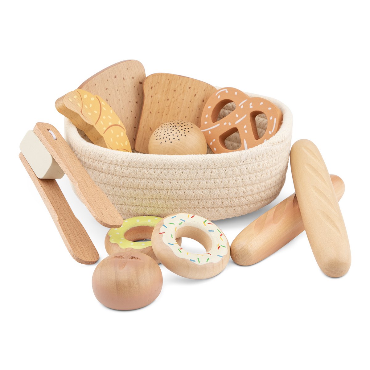 Juego de canasta de pan de madera