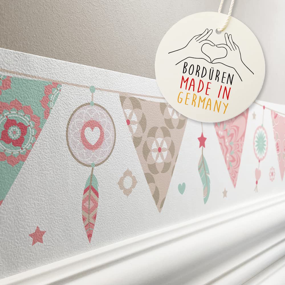 Bordüre „Traumfänger & Wimpel” Rosa/Mint/Beige