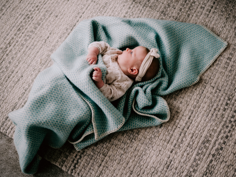 Coperta per culla in lana - Menta