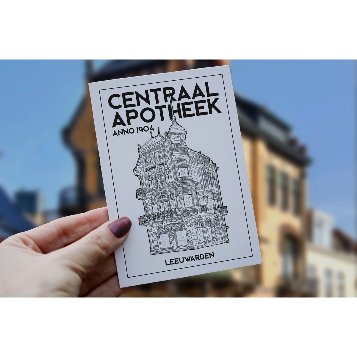 Pharmacie centrale, Leeuwarden, Frise, carte postale