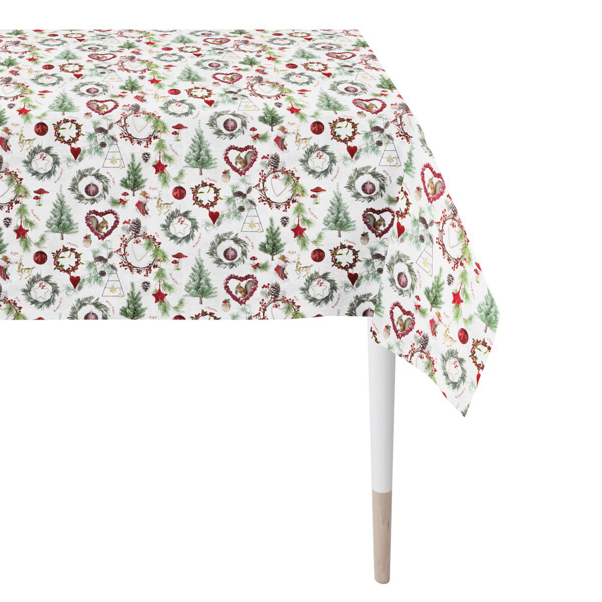 9528 tafelkleed wit / groen / rood - 150X250