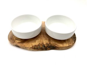 Feeding station RUSTY 2x porcelain bowl 0.4 liters