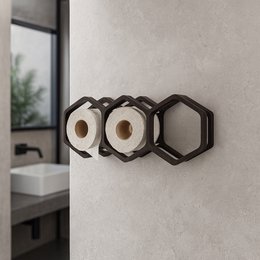 Geometric Wooden Bathroom Roll Holder, Honeycomb‑Inspired Rustic Bath Accessory, Perfect Gift for Housewarming or Home Décor