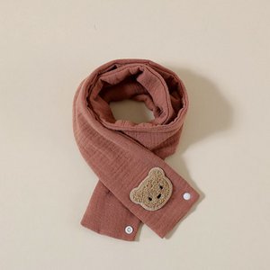 Hydrophilic Autumn Scarf with Bear Application - Terracotta