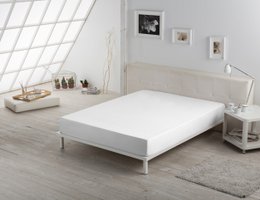 Bajera ajustable de satén color blanco - Cama de 160 (largo 210 y alto 35 cm) - 100% algodón - 300 hilos. Gramaje: 118