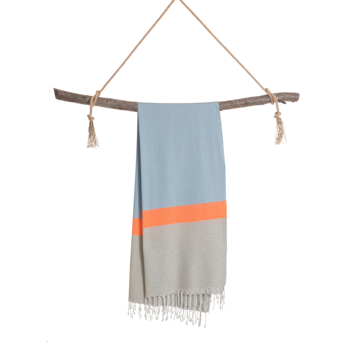 TOWEL TO GO NEON Strandlaken van gerecycled katoen 180x100 cm | Lichtgewicht sneldrogend | Blauw / Grijs | met geschenkdoos