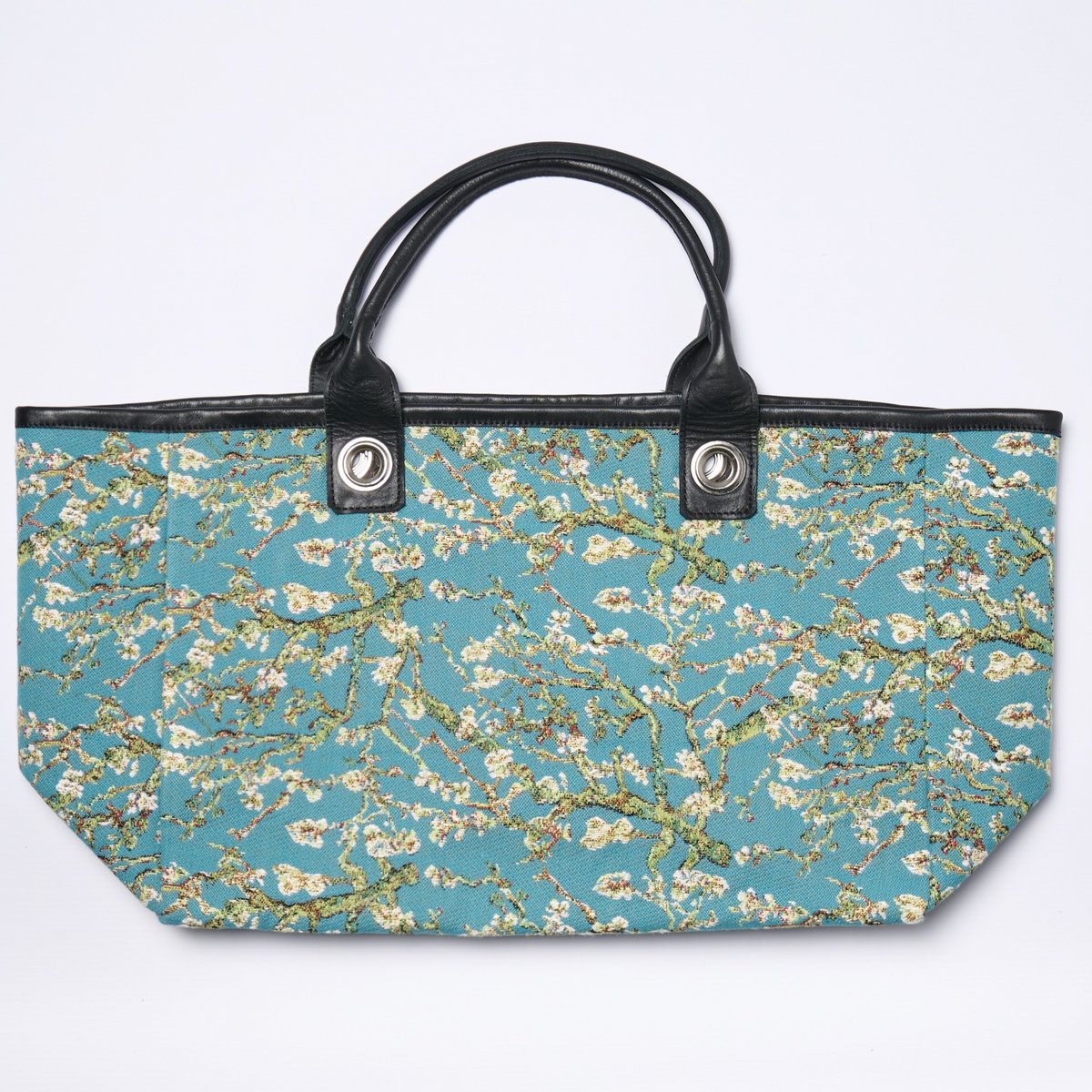 Mandelblütenhandtasche mit Ledergriffen
