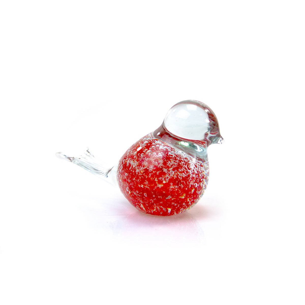 Rode Vogel van Glas - bubbels - ø 12 cm - Handgemaakt