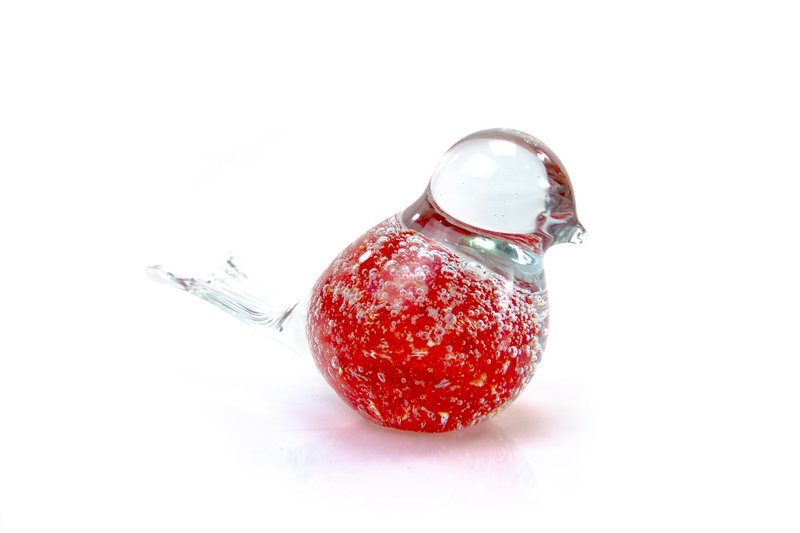 Rode Vogel van Glas - bubbels - ø 12 cm - Handgemaakt