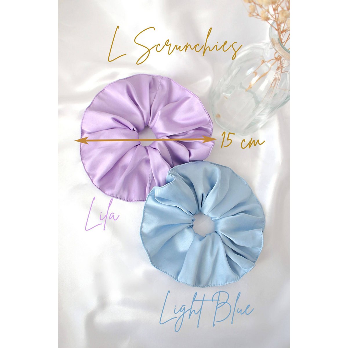 "Babekleuren" | Handgemaakte zijden scrunchies-set