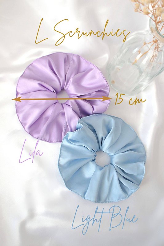 "Babekleuren" | Handgemaakte zijden scrunchies-set