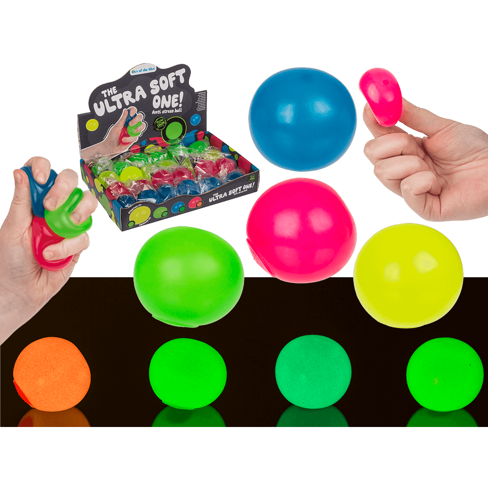 Palla antistress ultra morbida, si illumina al buio,