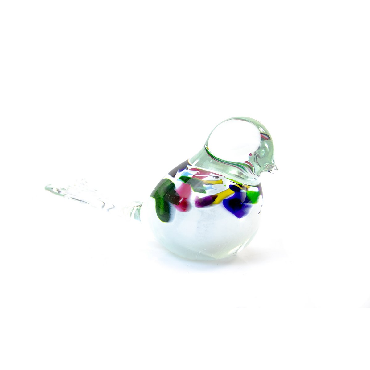 Witte Vogel van Glas - multicolor - ø 12 cm - Handgemaakt