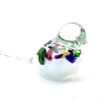 Weißer Glasvogel – mehrfarbig – ø 12 cm – handgefertigt
